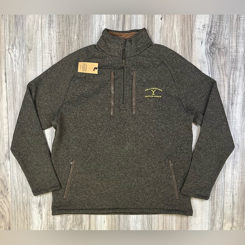 Tom Beckbe Warren Fleece Quarter Zip Yellowstone Jacket Mens Size XL